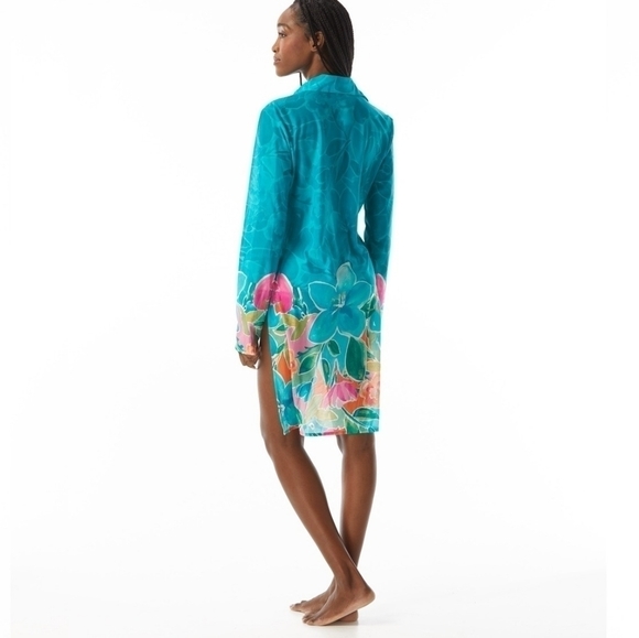 NWT Carmen Marc Valvo Convertible Front Tie Midi Shirt Cover Up - Picture 5 of 8